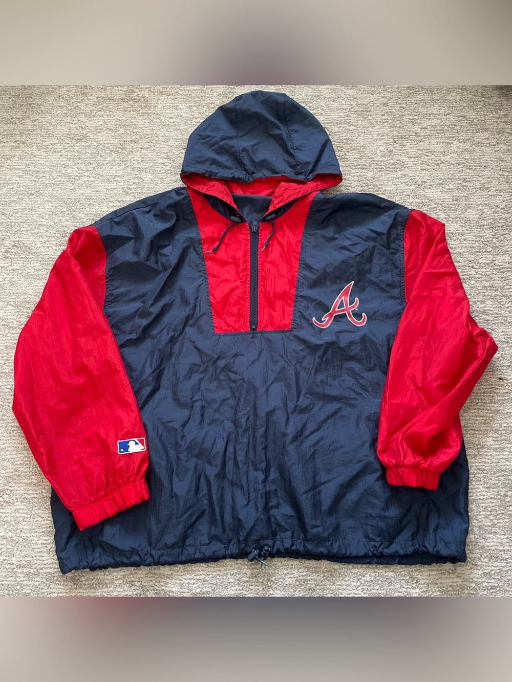 Atlanta Braves Windbreaker Jacket Men’s XXL 1/4 Zip Pullover Vintage #1 Apparel